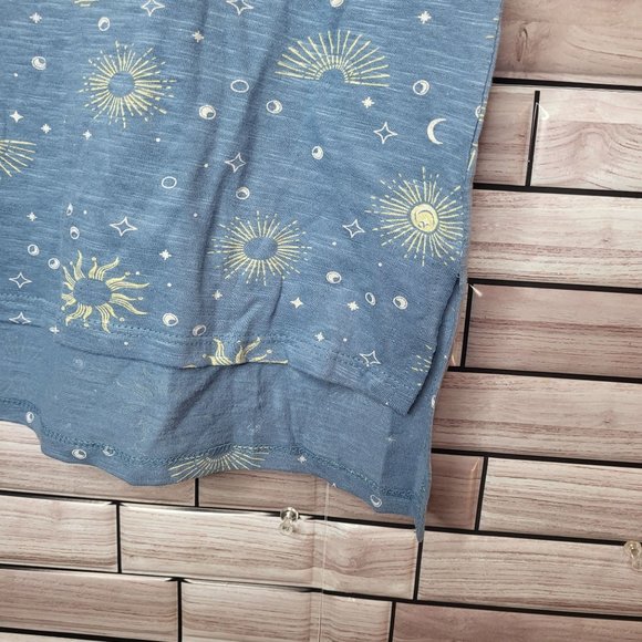 New Sweatshirt Project Women's Small Shirt Blue Sun Moon Blouse Short Sleeve Top - Picture 4 of 12